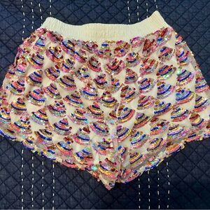 QUEEN OF SPARKLES Multicolor Sequin Shorts